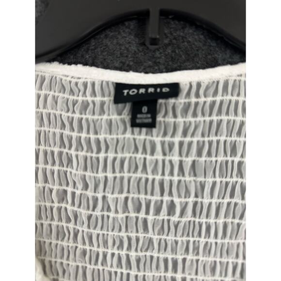 Torrid Peplum Chiffon Clip Dot Smocked Top 0 0X XL L Beachy - Picture 3 of 11